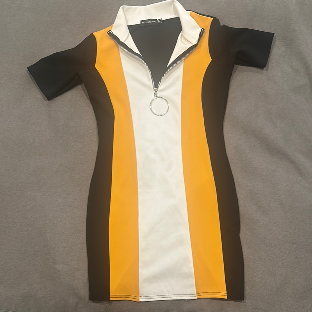 Cream Polo Collar Sheath Mini Dress